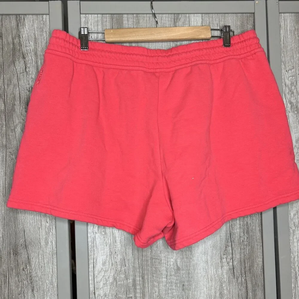 Athleta Sweat Shorts Size XL Fleece Lined Pockets Drawstrings Red Color